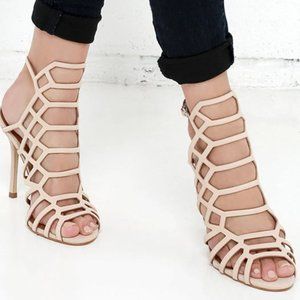 Steve Madden Slithur Blush Nubuck Leather Caged Heels